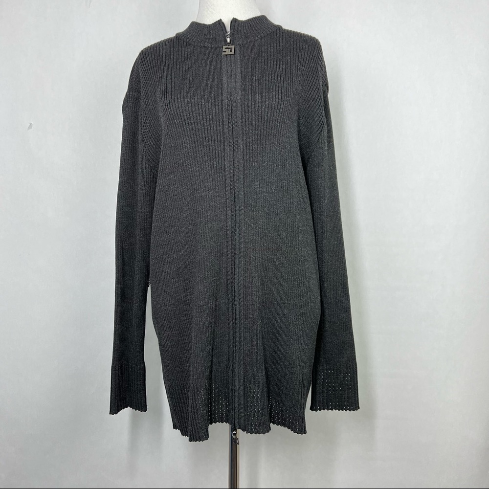 St. John Sport Gray Crew Neck Men’s Full Zip Long sleeve Sweater Size XL
